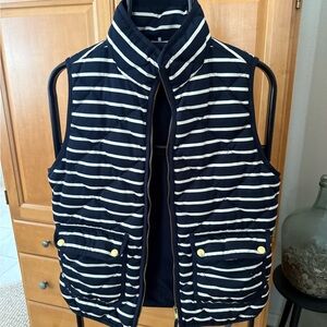 J. Crew Navy and White Striped Puffer Vest